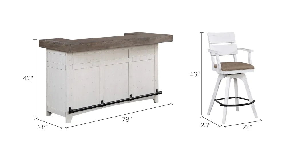 La Sierra 4-pc. Bar Set Dimensions