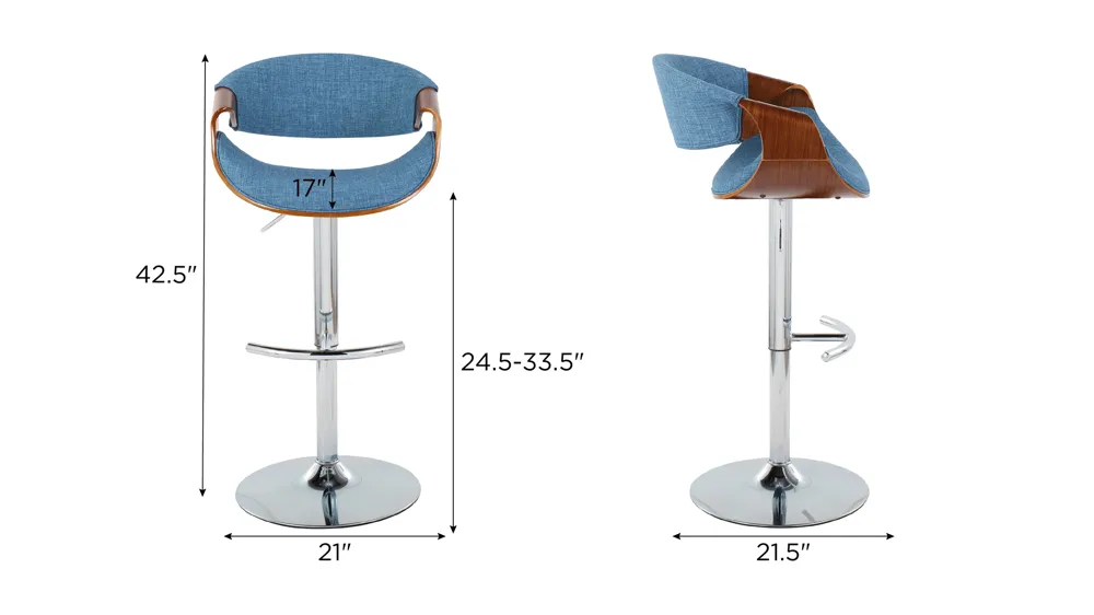 Curvo Adjustable Barstool - Set of 2 Dimensions