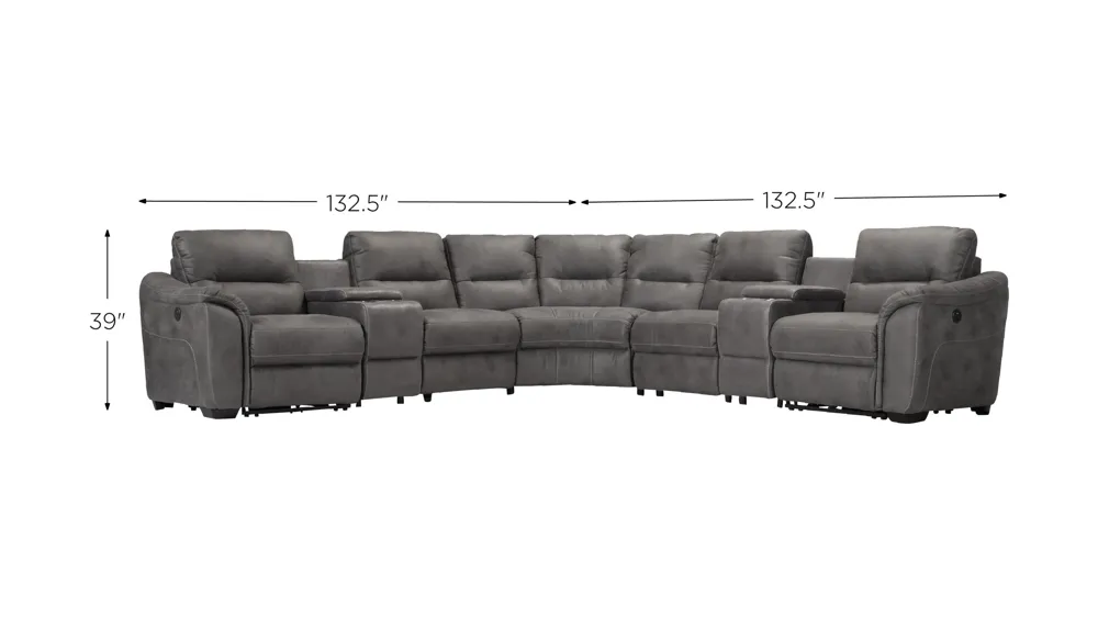 Rockland Microfiber 7-pc. Power Sectional Dimensions