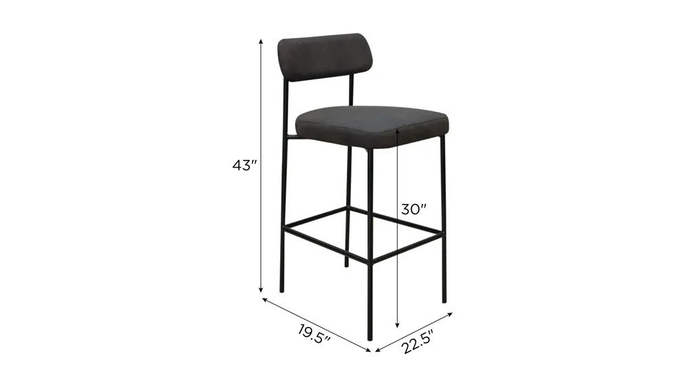 Natural Parota 30" Upholstered Barstool Dimensions