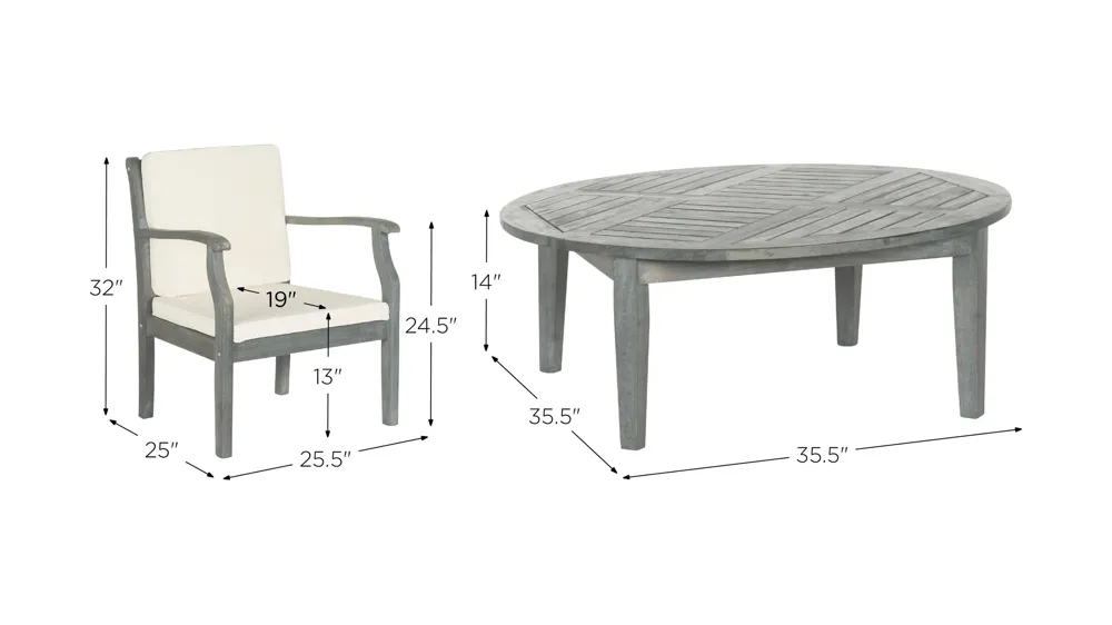 Coslima 5-pc. Patio Set Dimensions