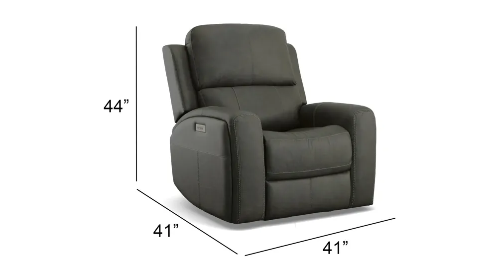 Linden Leather Power Recliner with Power Headrest and Lumbar Dimensions