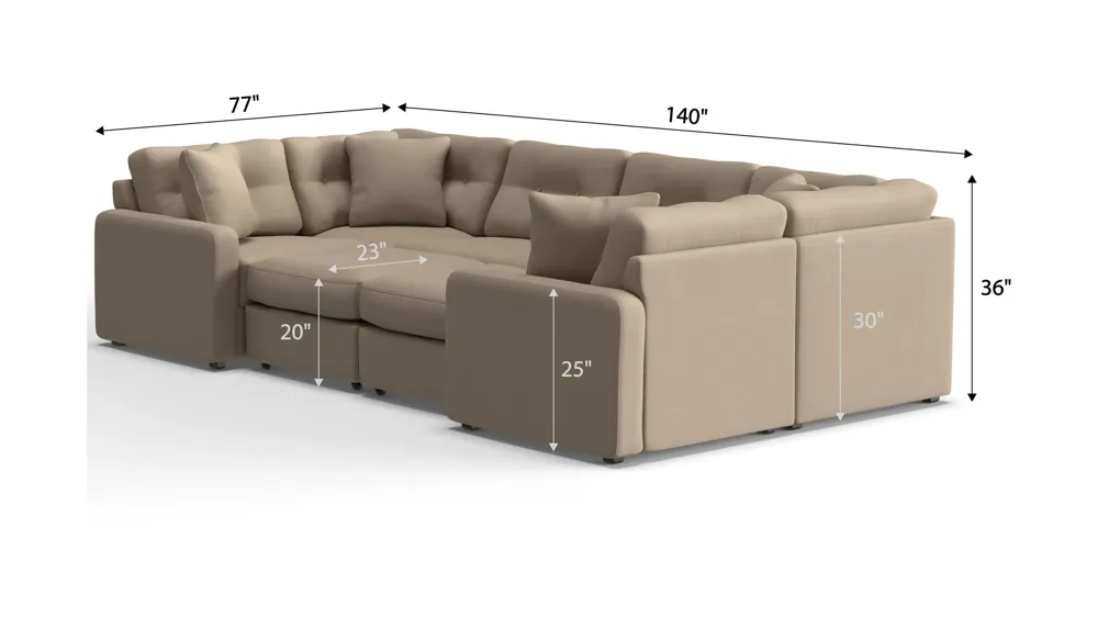 ModularOne 8-pc. Sectional Dimensions