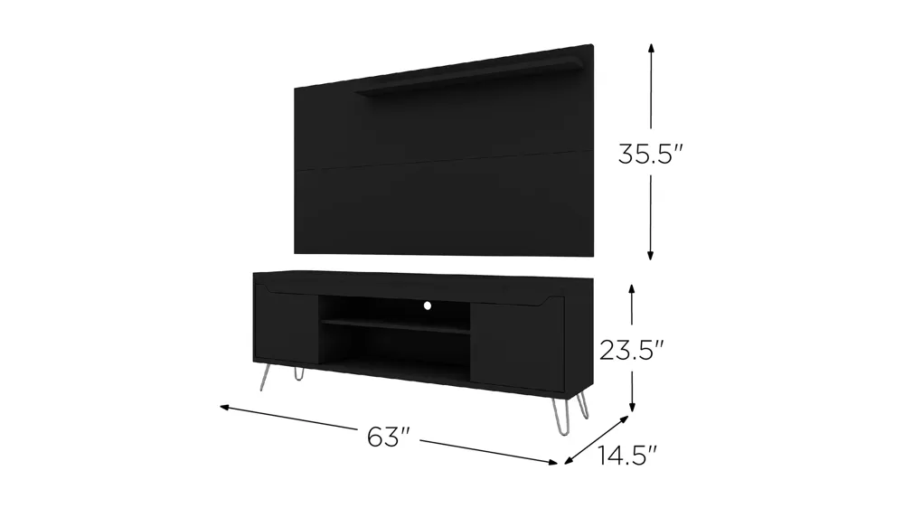 Baxter 62" TV Stand and Panel Dimensions