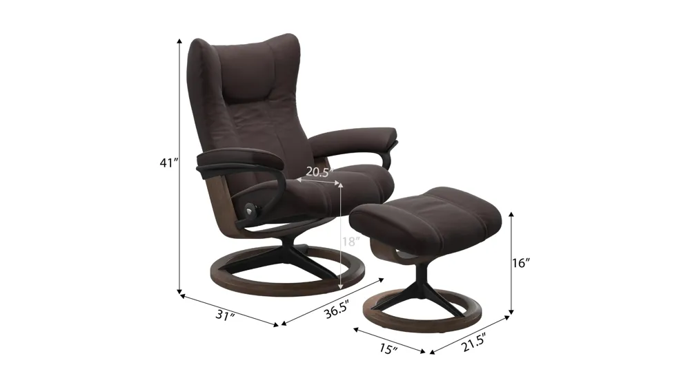 Wing Large Signature Chair & Ottoman Dimensions