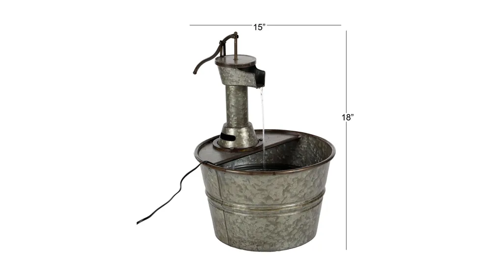 Ivy Collection Gray Metal Fountain Dimensions