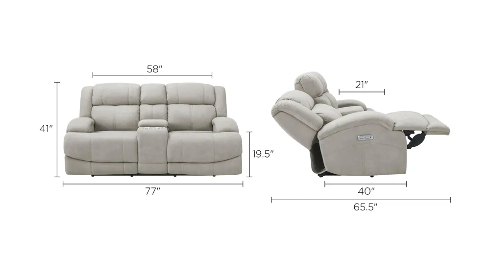 Quincey Power-Reclining Console Loveseat Dimensions