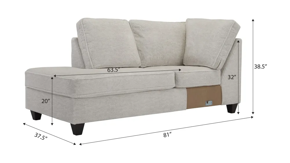 Dune Left Arm Facing Chaise Dimensions