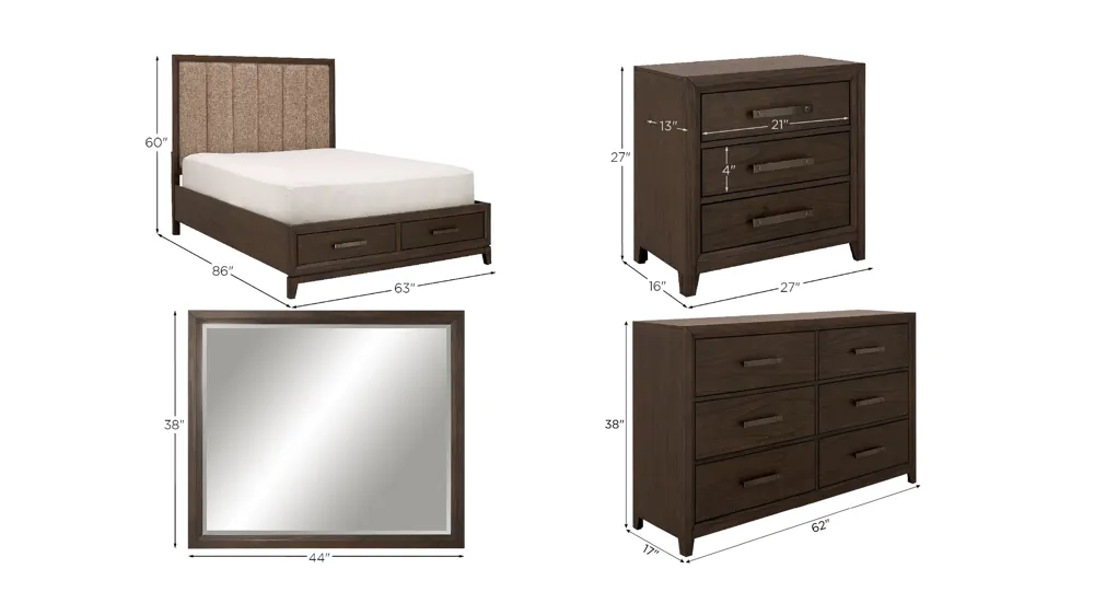 Bardwell 4-pc. Bedroom Set Dimensions