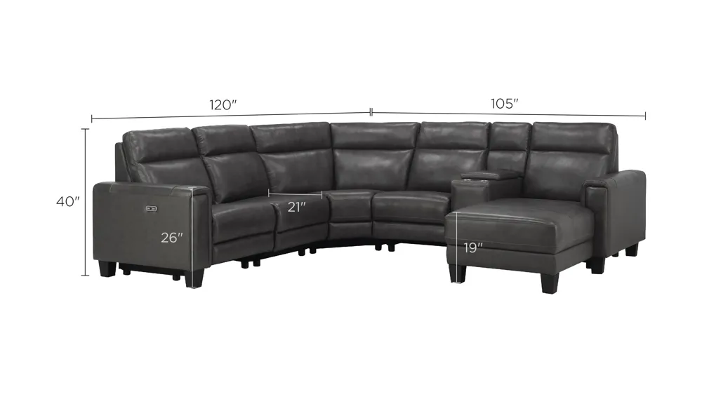 Ace 6-pc. Power Sectional Dimensions