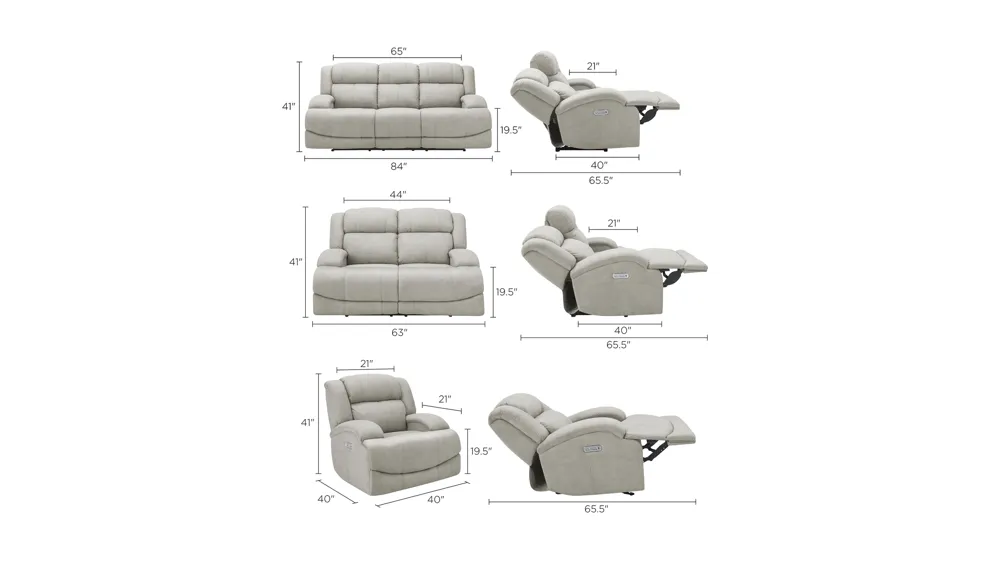 Quincey Living Room Set Dimensions