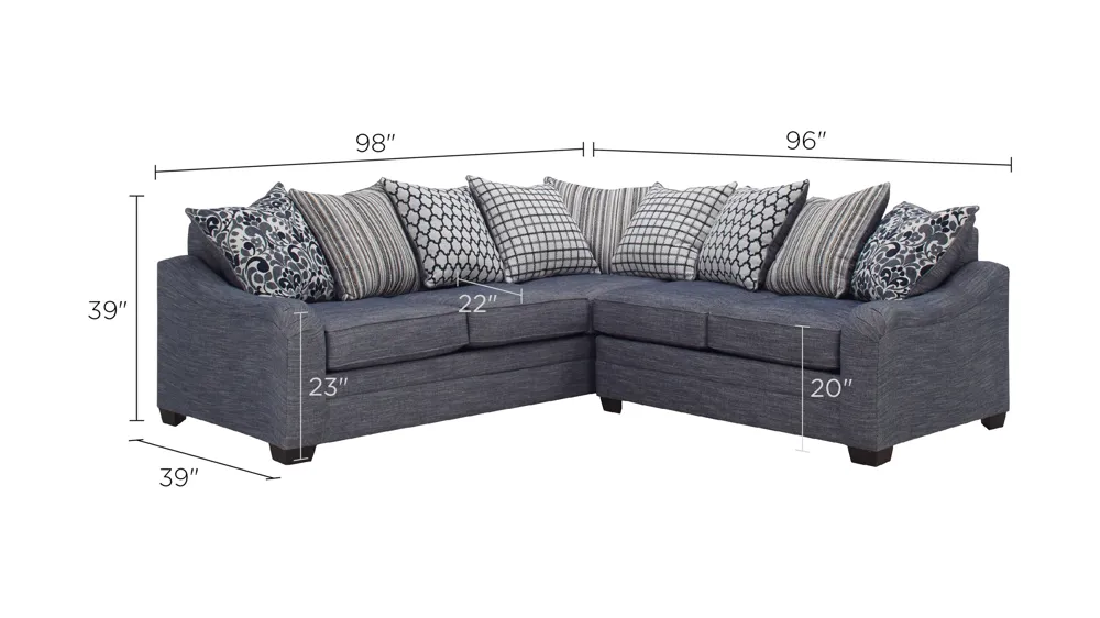 Hamden 2-pc. Chenille Sectional Sofa Dimensions