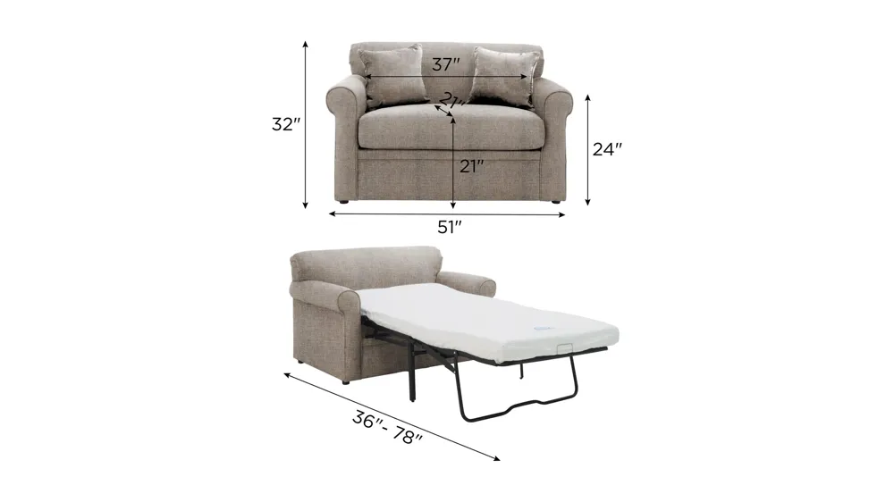 Luann Twin Sleeper Sofa Dimensions