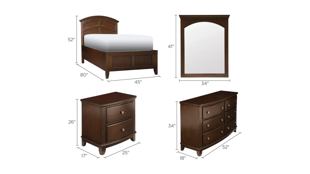 Kylie Youth 4-pc. Platform Bedroom Set Dimensions