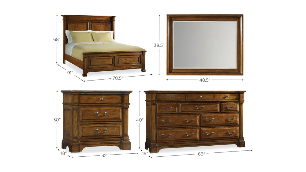 Tynecastle 4-pc. Panel Bedroom Set Dimensions