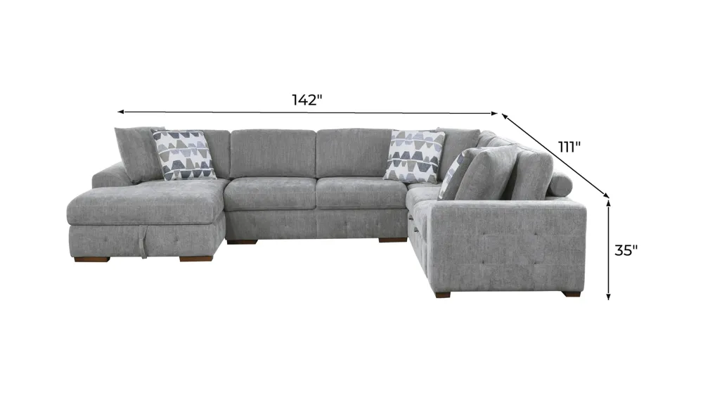Dolman 4 pc. Sectional with Pop-Up Sleeper Dimensions