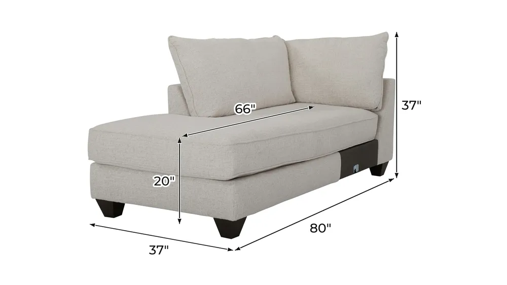 Jaden Left Arm Facing Chaise Dimensions
