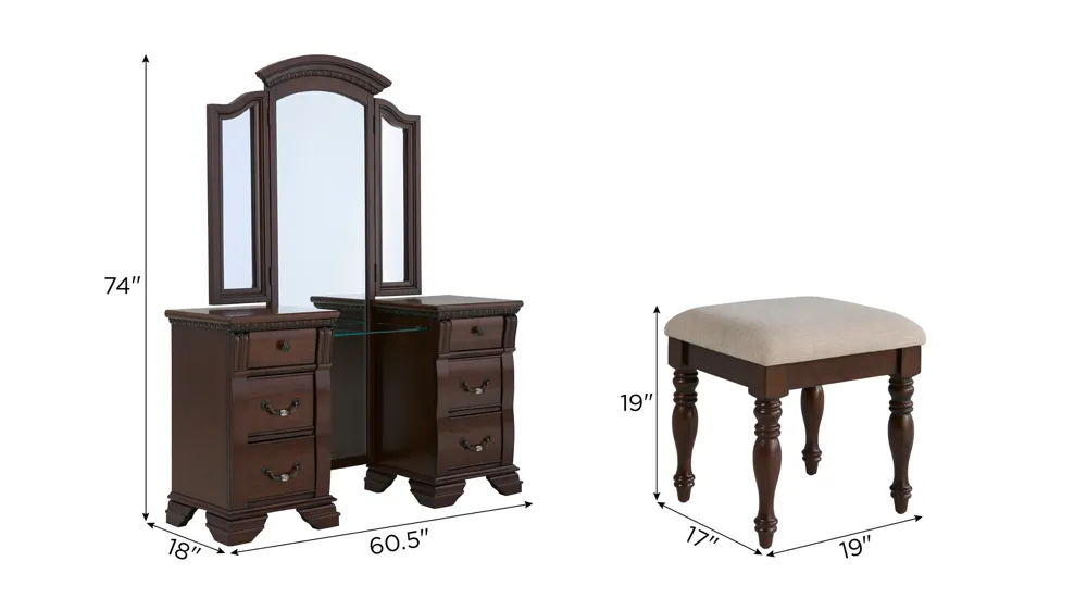 Mariana 3-pc. Vanity Set Dimensions