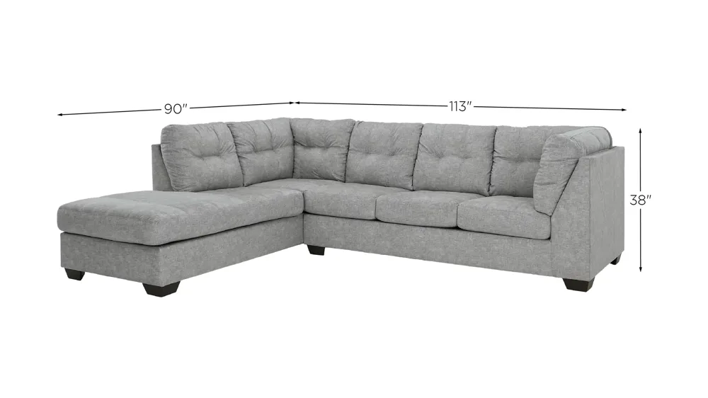 Falkirk 2-Piece Sectional with Chaise Dimensions