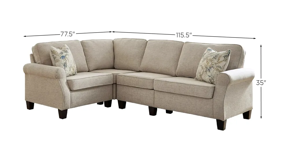 Alessio 3-pc. Sectional Dimensions