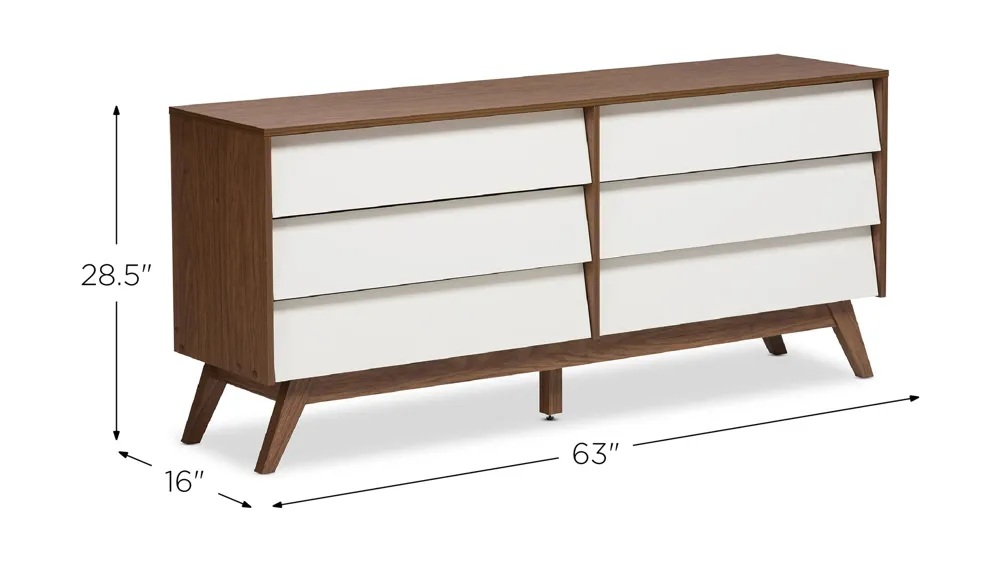 Hildon Wood 6-Drawer Storage Dresser Dimensions