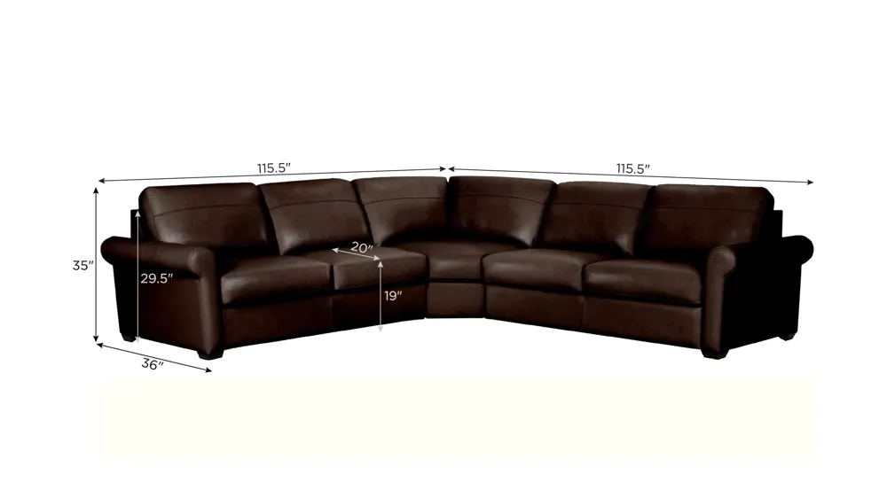 Harley 4-pc. Leather Sectional Dimensions