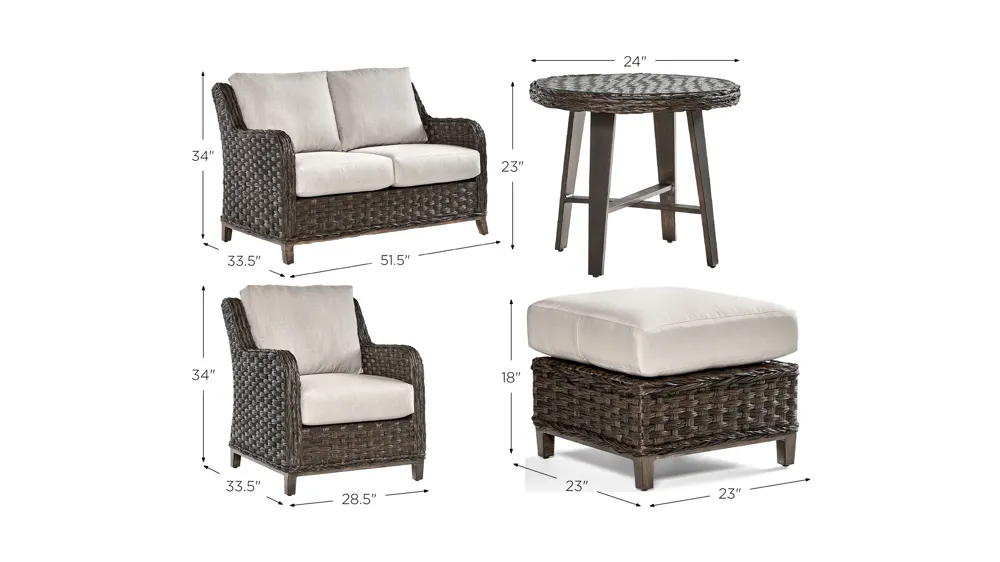 Grand Isle 3-pc. Outdoor Living Chair Set Dimensions