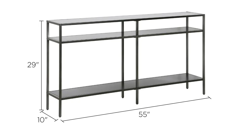 Paulino 55" Rectangular Accent Table with Metal Shelves Dimensions
