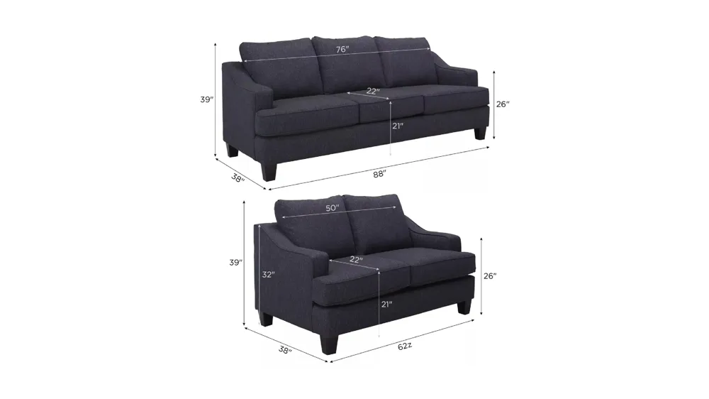 Bailey Living Room Set Dimensions