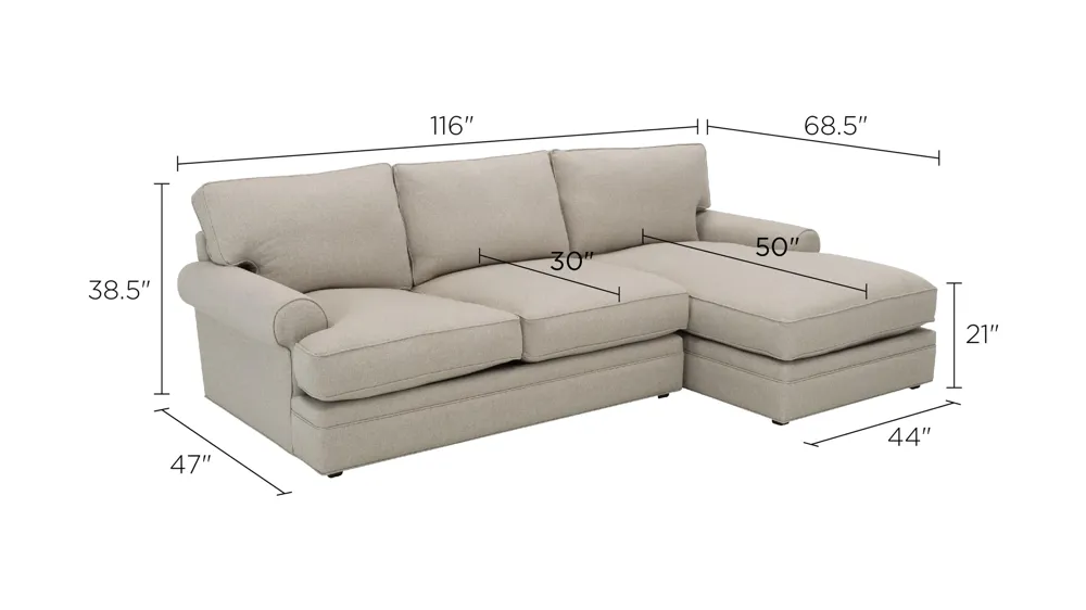 Wilkinson 2-pc. Sectional Sofa Dimensions