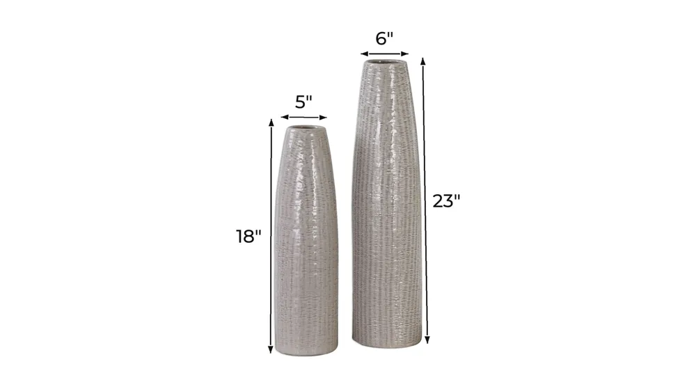Sara Textured Ceramic Vases: Set of 2 Dimensions
