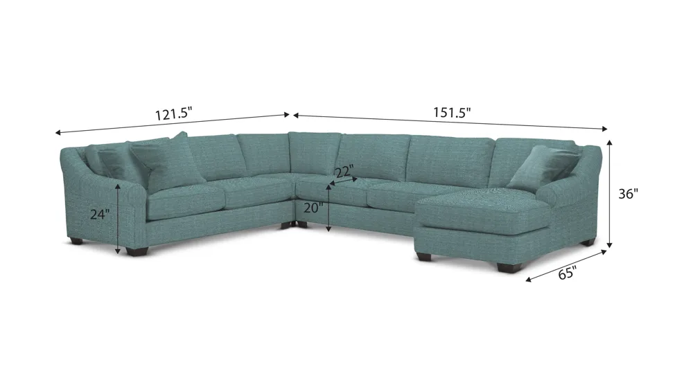 Thatcher 4-pc. Sectional Dimensions