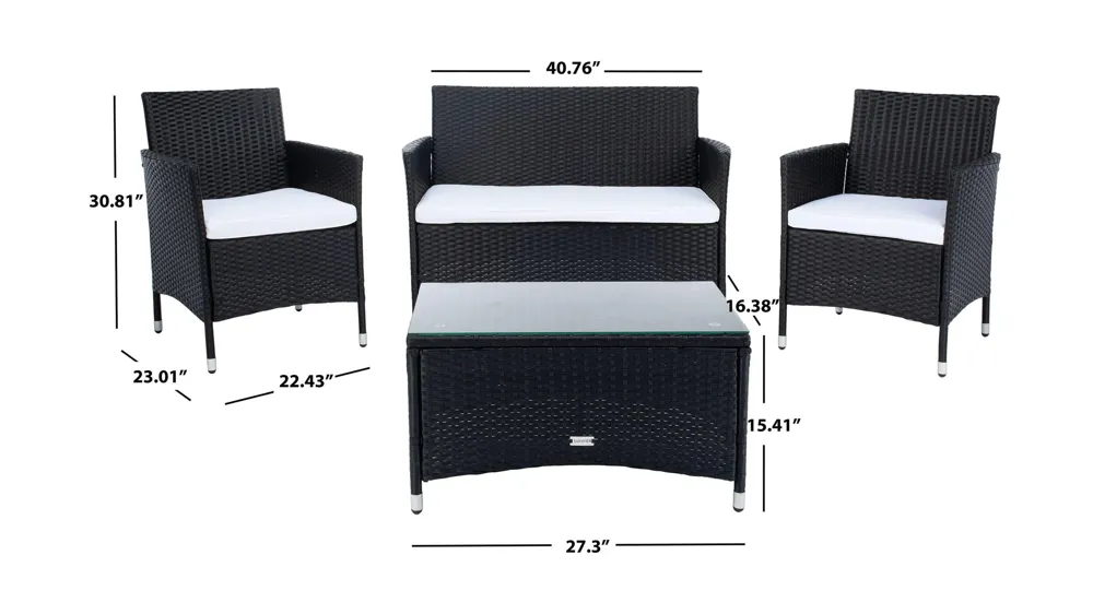 Chapman 4-pc. Patio Set Dimensions