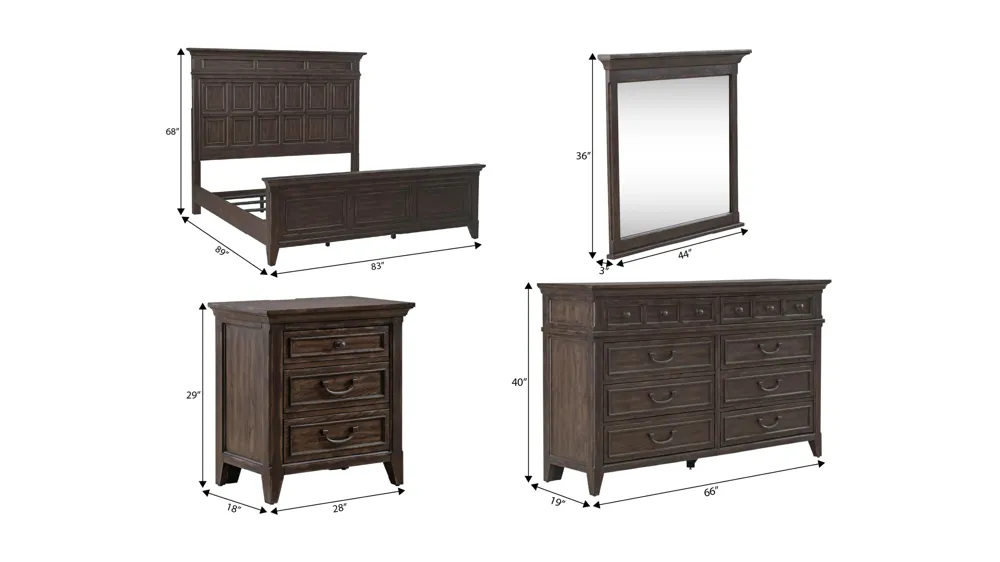 Paradise Valley 4-pc. Bedroom Set Dimensions