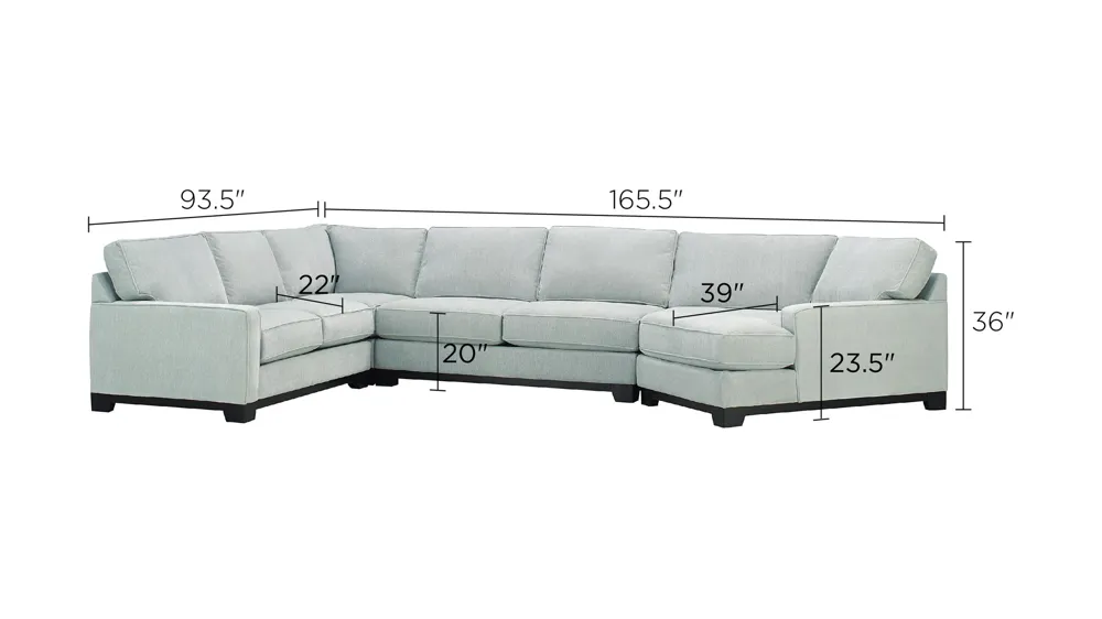 Arlo 4-pc. Sectional Sofa Dimensions