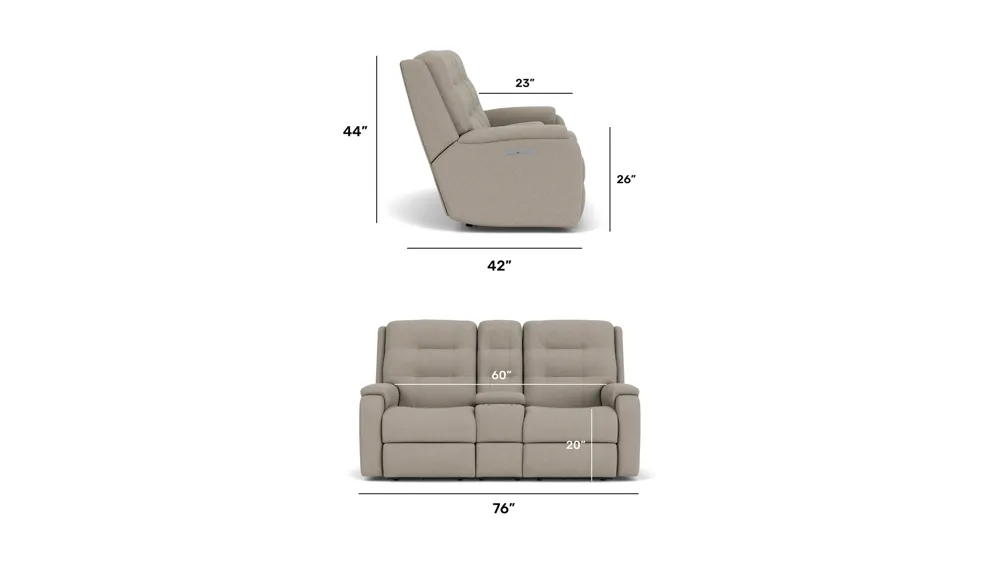 Halenbeck Triple Power Reclining Console Loveseat Dimensions