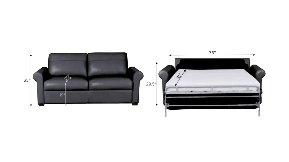 Harley 2-pc. Leather Full Sleeper Dimensions