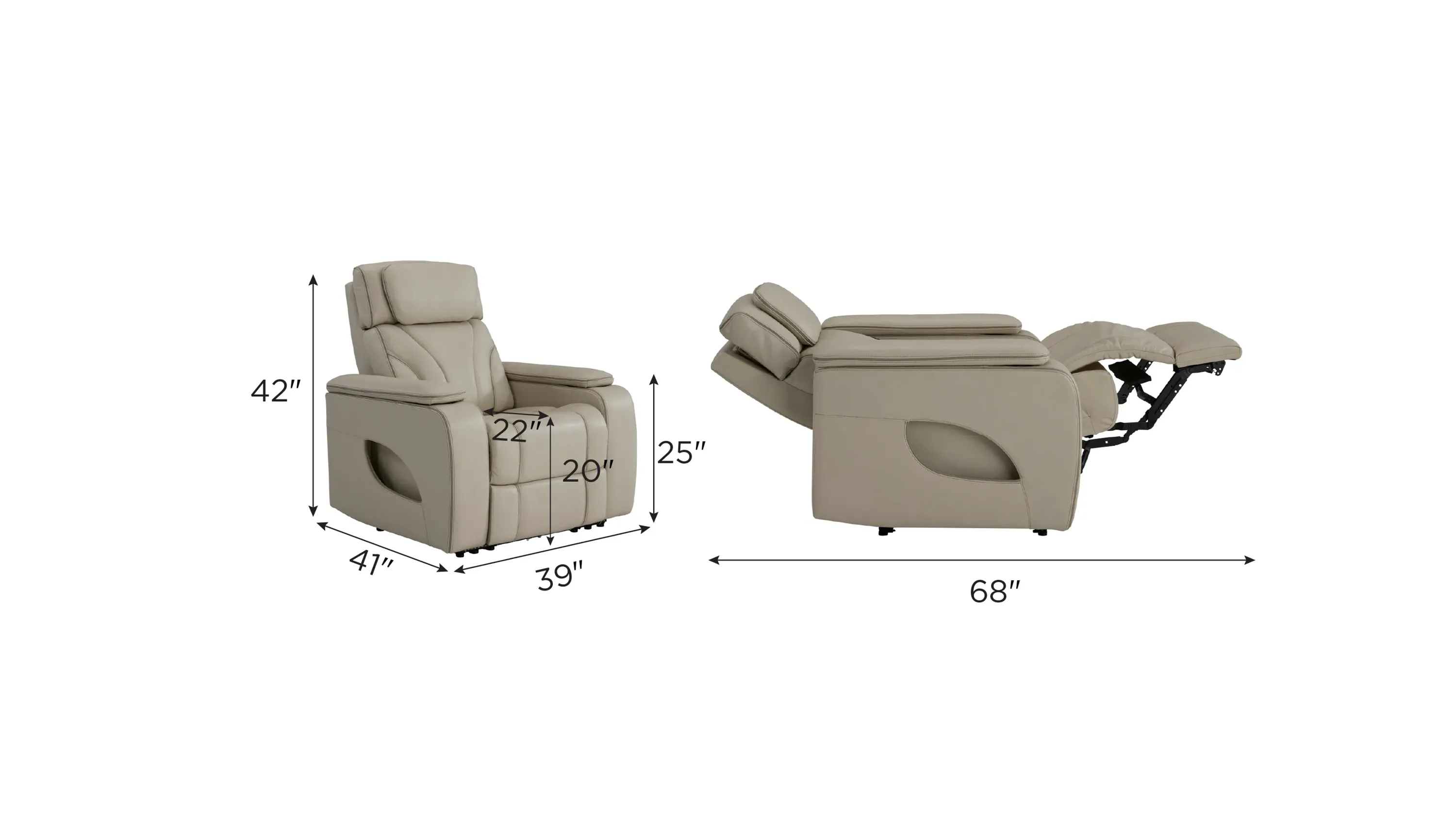 Avis Zero Gravity Power Recliner w/ Power Headrest, Heat and
