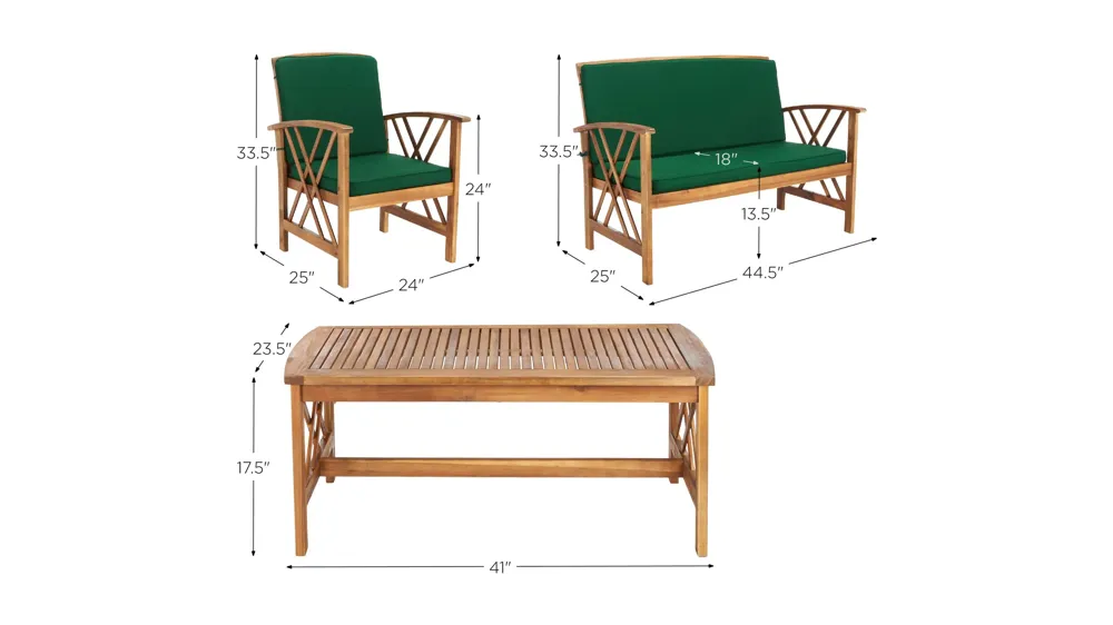 Wrangell 4-pc. Patio Set Dimensions