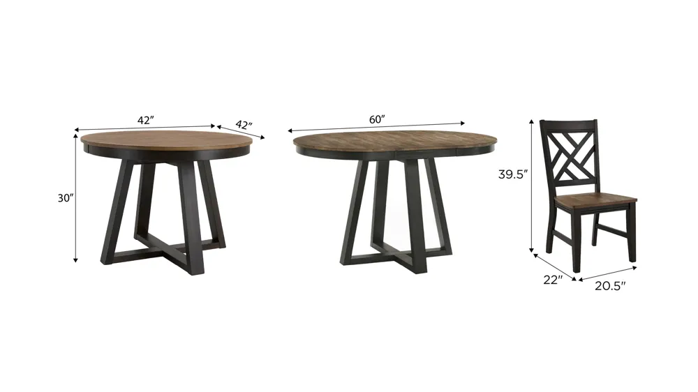 Foster 5-pc. Dining Set (4 Lattice Back Chair) Dimensions