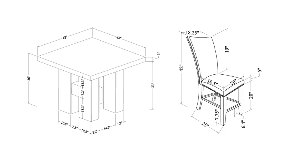 Alaina 5-pc. Bar-Height Dining Set Dimensions