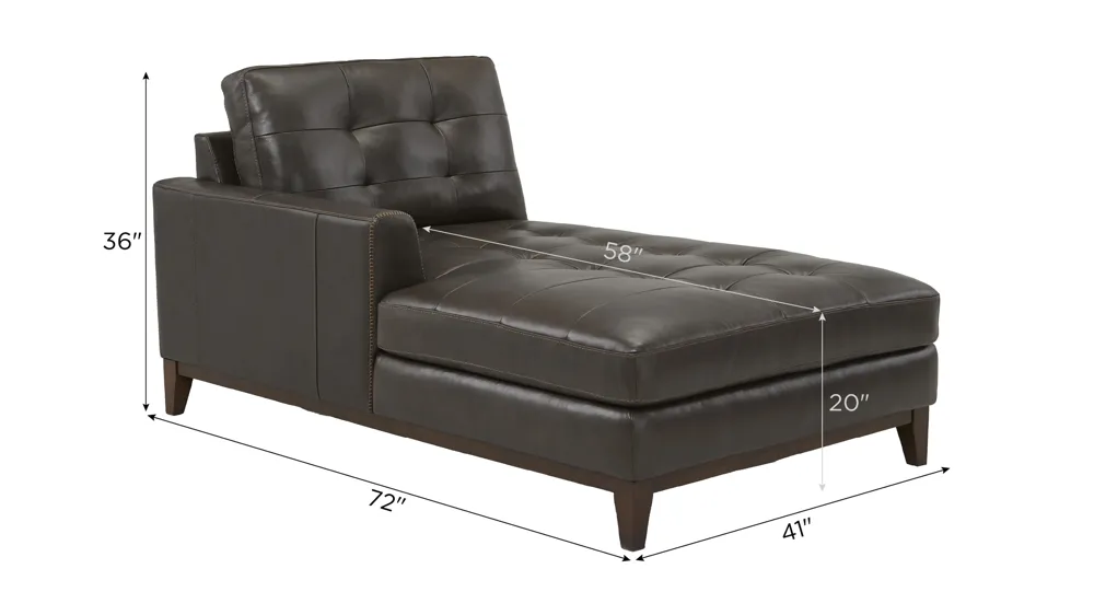 Wheaton Leather Left Arm Facing Chaise Dimensions
