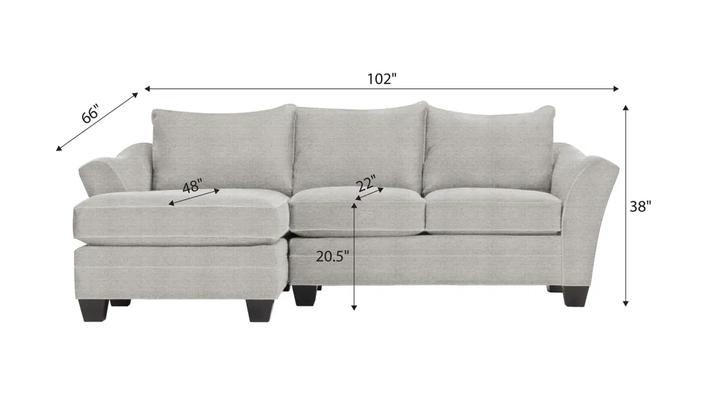 Foresthill 2-pc. Left Hand Chaise Sectional Sofa Dimensions