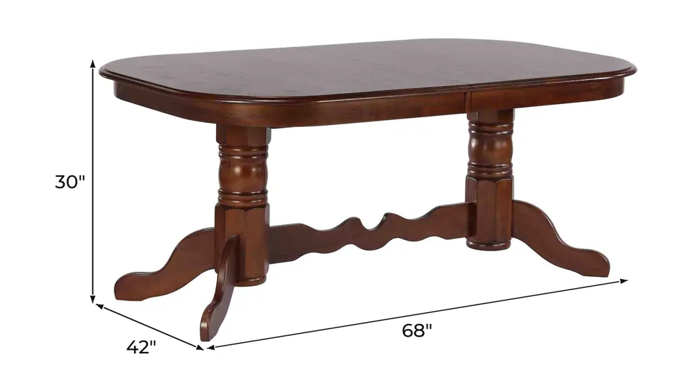 Fenway Double Pedestal Dining Table w/ Leaves Dimensions