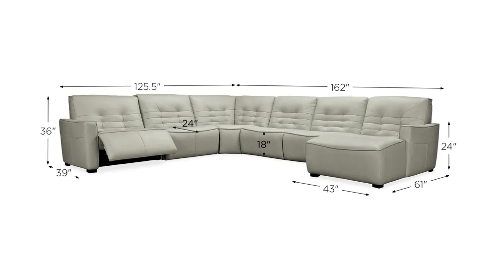 Reaux 6-pc. Power Reclining Sectional w/ Chaise Dimensions