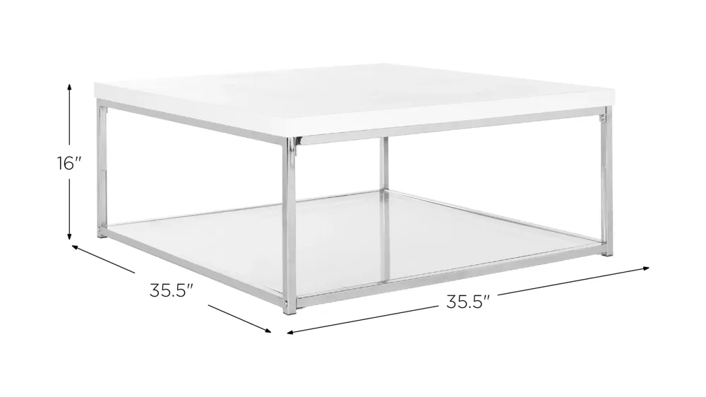 Thyme Chrome High Gloss Coffee Table Dimensions
