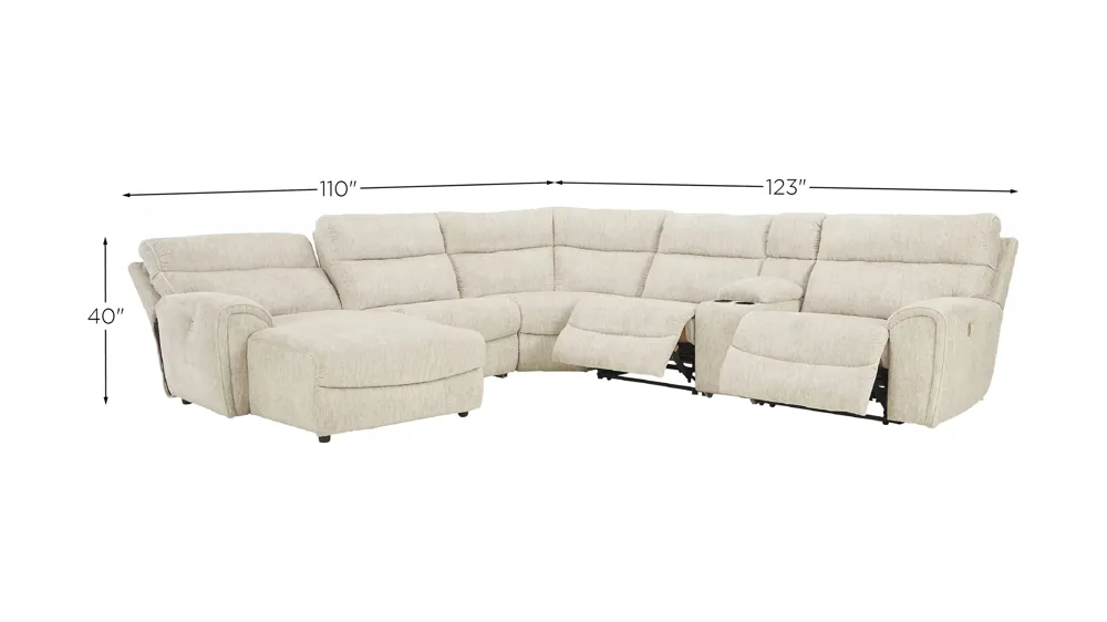 Critic's Corner 6-Piece Power Reclining Sectional Dimensions