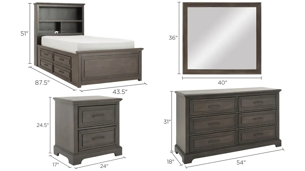 Kieran 4-pc. Bedroom Set with 2-Side Storage | Raymour