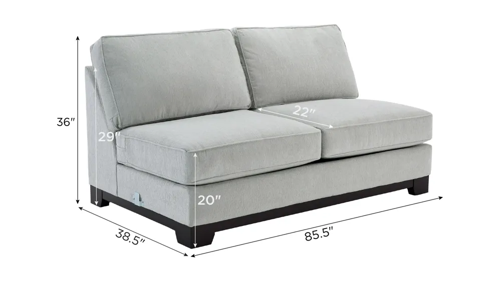 Arlo Armless Loveseat Dimensions