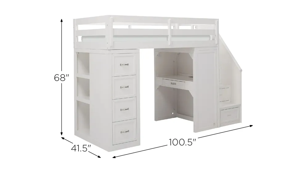 Barlow Twin Reversible Loft Bed w/ Stairs Dimensions